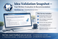 Idea Validation Snapshot — Fast Written Evaluation & Recommendation